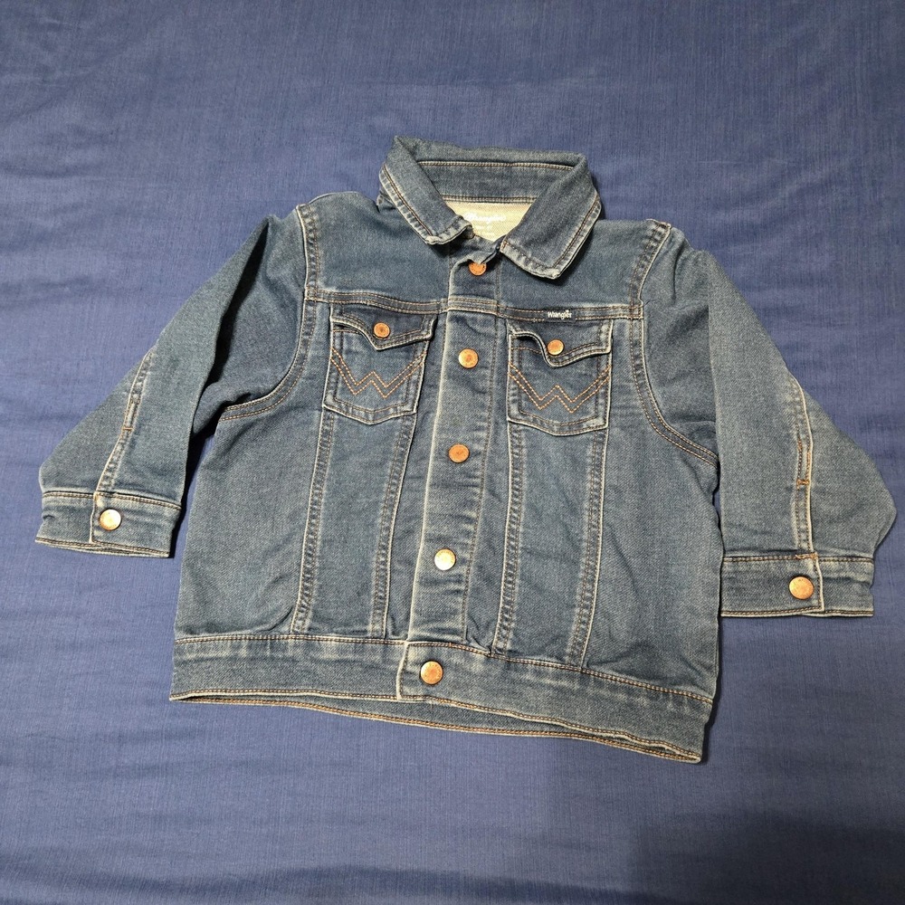 Wrangler Denim Jacket Kids 4T Blue Button Front Pockets Classic Jean Fall Casual